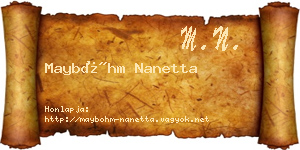Mayböhm Nanetta névjegykártya